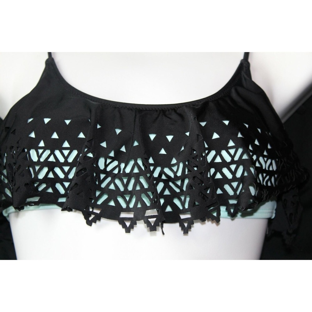 ✨2/$20 Victoria's Secret PINK Cut Out Bikini Swim Top Teal Black Women's Size XS - Picture 3 of 7